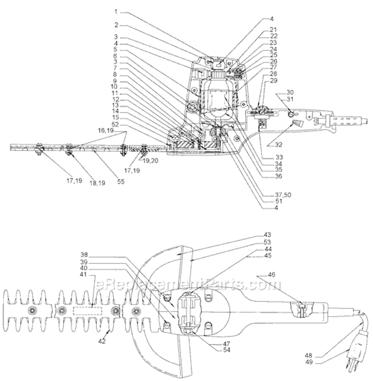 Page A Diagram and Parts List for 8140 Type 1 Black and Decker Hedge Trimmer